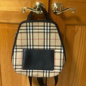 Plaid Backpack with Black Pocket